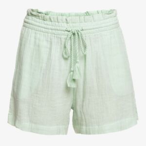 Roxy Pop Sun Elastic Draw String Waist Cotton Shorts Mint Green Size L